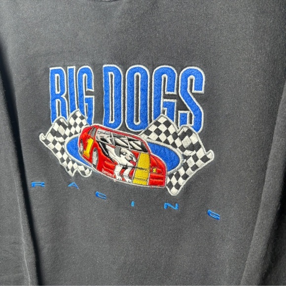 Vintage Big Dogs Racing Sweatshirt Black Crewneck Size Large Y2K Streetwear - Picture 3 of 6